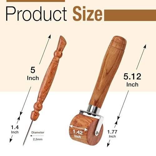 SAVINA 2-Piece Seam Roller & Stiletto Set, Wooden Sewing & Quilting Tools - color: Seam Roller + Stiletto