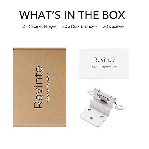 Ravinte 3/8" Inset White Cabinet Hinges 10 Pack (5 Pairs) - color: White
