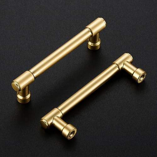 Ravinte Brushed Gold Kitchen Pulls Cabinet Handles 3-3/4 Inch 10 Pack - color: Brushed Gold, size: 3-3/4 Inches Hole Center