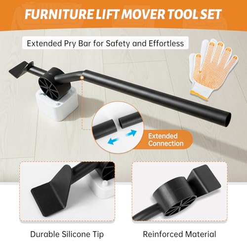 Furniture Dolly, Furniture Movers Sliders with 360° Rotatable Rubber Universal Wheels, Furniture Lifter Mover Tool Set for Moving Sofa, Refrigerator, Bed, Cabinet (Max Load 880 lbs)