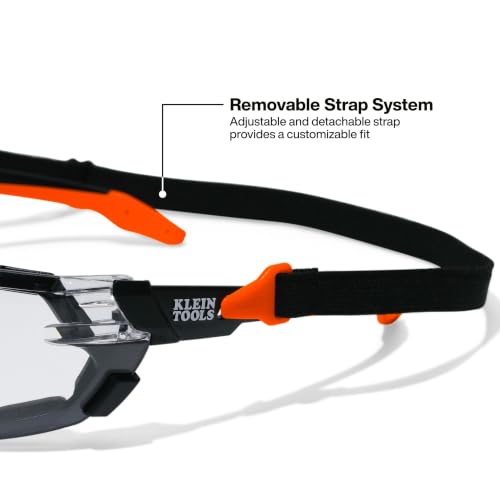 KLEIN TOOLS Low-Profile Gasket Safety Glasses, Clear Lens, Anti-Fog Eye Protection, ANSI Z87.1+ Certified, Protective Eyewear - size: Full-Frame, Gray