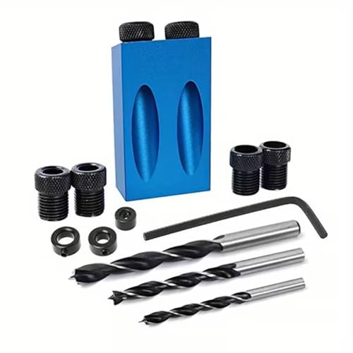 Wood Woodwork Guides Joint Angle Tool Carpentry Locator - 14pcs Pocket Hole Jig 15Degree Woodworking Inclined Hole Fixture 6/8/10mm Drill Bits Dowel Screw Drill Jig Joinery Kit Carpenters