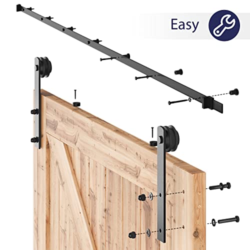 SMARTSTANDARD 4 FT Heavy Duty Sturdy Sliding Barn Door Hardware Kit, Black - size: 4 Feet