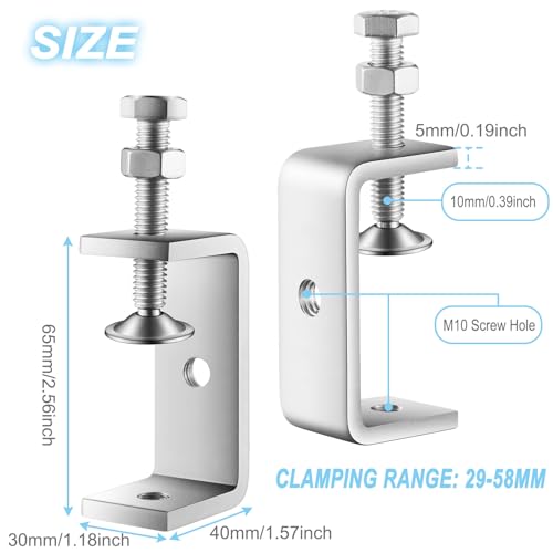 10 Pcs 304 Stainless Steel C Clamp Mini Tiger Clamp 1Inch Heavy Duty Metal U Clamps with Stable Wide Jaw Opening for Mounting Metal Working Woodworking(10 Pcs, 2 9/16 Inch) - size: 2 9/16 Inch