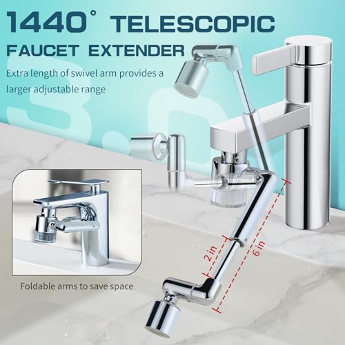 CECEFIN 1440° Sink Water Filter Faucet Extender 3.0, Telescopic Robotic Arm - color: D- Silver3- Telescopic Filtered Swivel Aerator