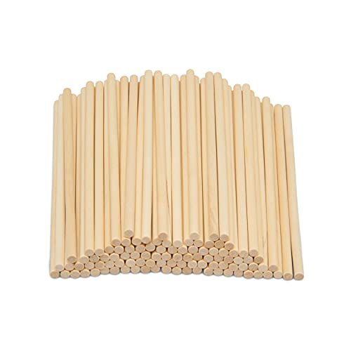 Wooden Dowel Rod, 3/16 Inch x 6 Inch Wood Dowels, Pack of 100 Wooden Dowels for Crafts, Unfinished Hardwood Wooden Dowels Rods, Strong Wood Rod Dowels for Crafting and DIYers - color: Pack of 100, size: 3/16" x 6" Dowels