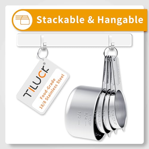 TILUCK Stainless Steel Measuring Cups & Spoons Set, Cups and Spoons