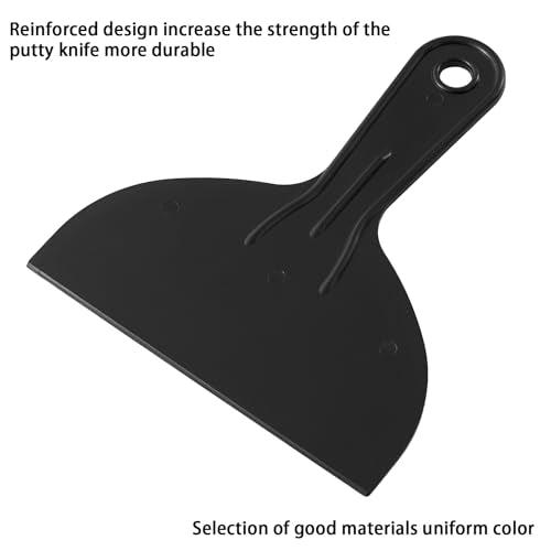 Plastic Putty Knife Set - 3Pcs Black Plastic Scraper Tool, 1.5"/3"/6" Sizes Spackle Knife for Spackling, Painting, Drywall, Arts and Crafts, Tile Jobs, Tamale Making - color: Black