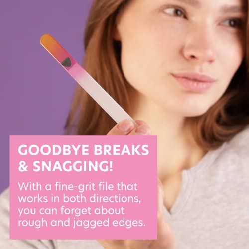 Bona Fide Beauty Czech Glass Fine Grit Nail File with Case, Gold Magenta | Genuine Bohemian Czech glass nail file for natural nails, gentle keratin sealing nail filer, includes protective case - color: Gold Magenta