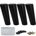 La Vane 6 inch / 15cm Wooden Furniture Legs, 4PCS Soild Wood Oblique Tapered Black Replacement Feet with Mounting Plate for Couch Sofa Cabinet TV Stand Armchair - color: Black, size: 6"/15cm