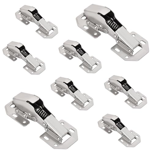 BADALU 8-Pack Hidden Hinges for Cabinet Doors Frameless, Concealed Cabinet Hinges, 90 Degree Surface Mount Hinges 4.2 in (No Cup Grooving) - style: 90 degree Surface Mount Hinges - 8 Pack