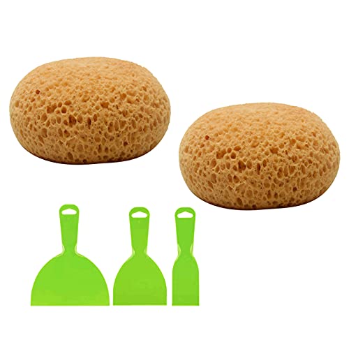 Texture Sponge w/Scraper, Home Decor Drywall Texture Patch Sponge for Wall Texture Repair/Drywall Repair/DIY Painting Ceiling, Washable & Reusable(Size:2 pcs)