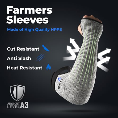 OriStout Cut Resistant Farmer Sleeves with Tumb Hole, Grey, 2 Pairs | Arm Protectors for Thin Skin and Bruising, Arm Guards for Biting, Pet Grooming, Gardening, Welding, Kitchen, One Size - color: Grey (2 Pairs) - Long, size: One Size