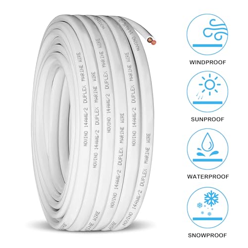 14 Gauge Marine Wire,14/2 Duplex Marine Grade Cable,15FT 14 AWG Wire | Waterproof Oxygen-Free Tinned Copper Stranded Corrosion Resistant Flexible Electrical Cable for Boat/Automotive/RV/Solar - size: 15 ft, style: 14 gauge