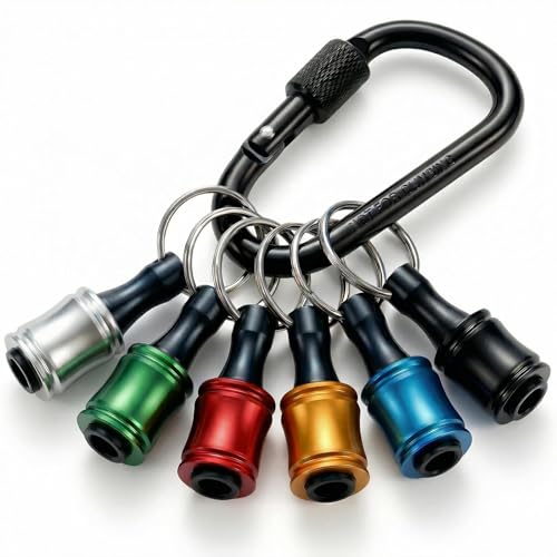 6PCS 1/4 Hex Aluminum Drill Bit Holders Keychain Screwdriver Bit Holders