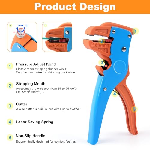 Knoweasy Automatic Wire Stripper and Cutter,Heavy Duty Wire Stripping Tool 2 in 1 and Wire Stripper Tool for Electronic and Automotive Repair - style: 700D