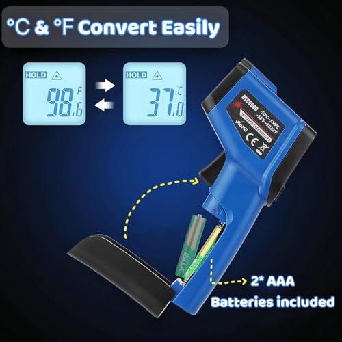 Infrared Thermometer Gun for Griddle, Digital Laser Temperature Thermometer - color: Blue
