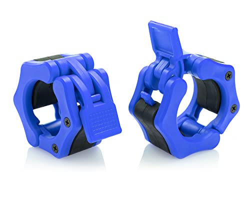 Olympic Barbell Clamps Collars Quick Release Pair Weight Clips for 2 inch Barbell BLUE - color: Blue, size: Olympic 2"