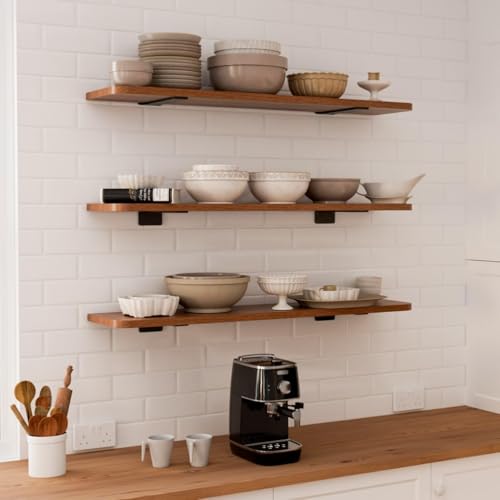 LEOPO 12 inch 8 Pack Floating Shelf Brackets, 1/5" Thick Hidden L Bracket - color: black-8 pack, size: 12 Inch