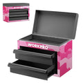 WORKPRO Metal Mini Tool Box with 2 Drawers and Top Storage - color: Pink Camo