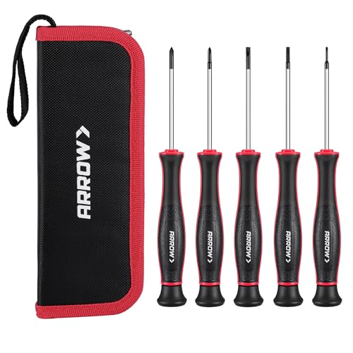 ARROW 5-Piece Precision Screwdriver Set with Pouch, Phillips, Slotted