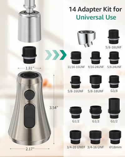 Mbillion Universal Brushed Nickel Kitchen Faucet Sprayer Head Replacement - color: Brushed Nickel