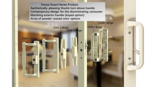 House Guard Sliding Patio Door Handle Set, Mortise Lock, 3-15/16", Beige - color: Beige Color