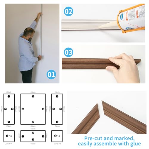 Art3d Pre-Cut Wall Molding Set of 6 pcs, 3 Top 3 Bottom, Walnut - color: Walnut: Style 2