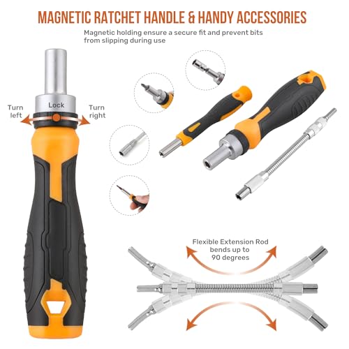Hi-Spec Multi Screwdriver Bit Set and 1/4 Inch Socket Set with Handles | 78pc, faster bit changes, labeled storage, cleaner drilling and driving, portable case, workshop-ready layout, quick setup - size: 78pc