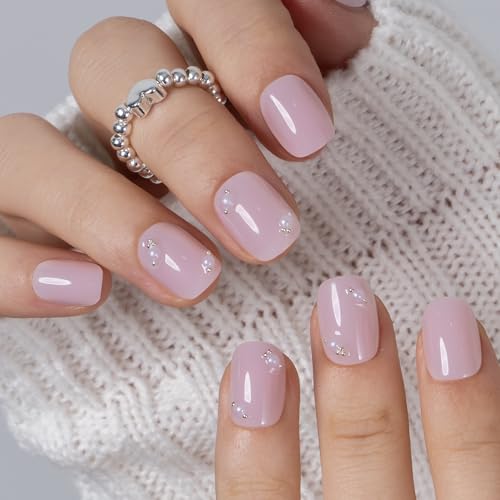 CurvLife Extra Short Square Press On Nails, Pearl Whisper, Soft Gel - color: D1 - Pearl Whisper