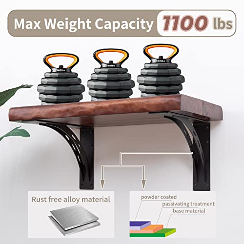 24"x15"x4" Heavy Duty Shelf Brackets, Max Load 1100 LBS, Premium Alloy Metal Mantel Brackets - Countertop Support - Set of 2 - size: 24 inch x 15 inch