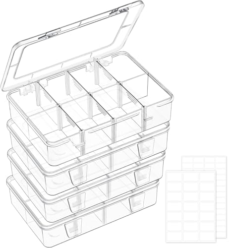 Mauproy 8 Grids Plastic Organizer Box with Adjustable Dividers, 4 Pack - style: 8 Grids - 4 Pack