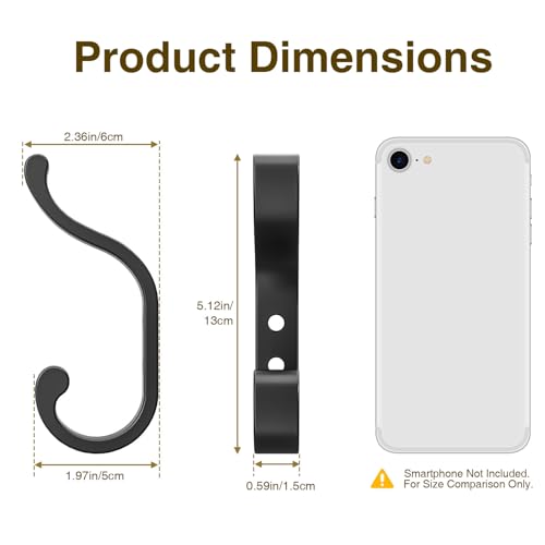 Coat Hooks Wall Mount,Heavy Duty Wall Hooks for Backpack,Towel,Black 4 Pack - color: Black, size: 4 Pack