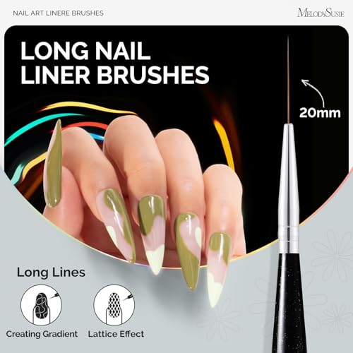 MelodySusie Nail Art Liner Brushes 5Pcs Sizes 5/7/9/11/20mm - color: Black, size: 5