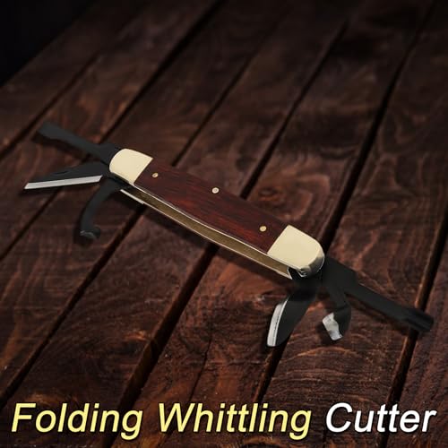 Carvin' 6in Traditional Folding Whittling Knife, Wood Carving tools with 1.5in Detail Blade, Sawcut Handle, Nickel Silver Bolsters, & Convenient Size for Carving, Camping, EDC, Woodworking Outdoor