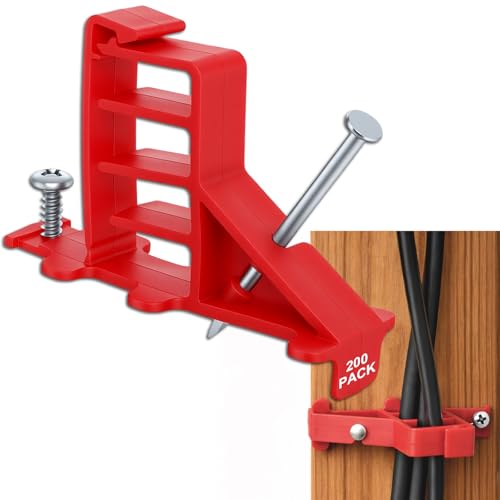 200 Pack Multi-Cable Staples with Steel Nails, Electrical Wire Stackers - color: Red