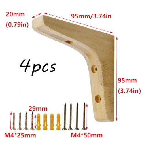Antrader 4PCS L Shape Wooden Shelf Brackets,3.74"×3.74"×0.79",Light Brown - color: Light Brown, size: 3.74"×3.74"×0.79",4pcs