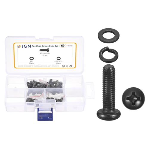 DTGN M5-0.8x20mm Phillips Pan Head Machine Screw W/Washer Black 60Pcs - size: M5-0.8x20mm