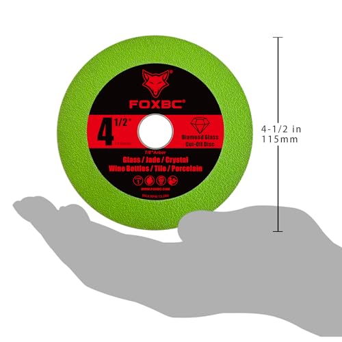 FOXBC 4-1/2 Inch Tile Glass Cutting Disc for Angle Grinders, Diamond Saw Blades Wheel Multi-Material for Grinding Ceramic, Crystal, Wine Bottle, 7/8" Arbor - 3 Pack