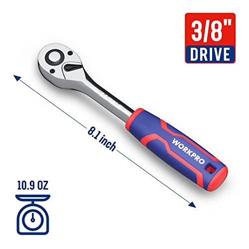 WORKPRO 3/8" Drive Ratchet Wrench, 72-Tooth Reversible - size: 3/8"
