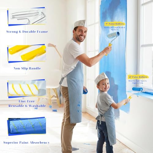 18-Piece Paint Roller Kit with 3.3ft Reinforcing Extension Pole