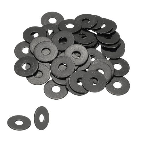 PATIKIL M6 Flat Washers 1/4" ID x 11/16" OD, 50 Pcs 304 Stainless Steel Metal Metric Washers Black Electroplated Flat Gasket Spacer for Screws and Bolts, Black - size: M6 x1/4"ID x 11/16"OD