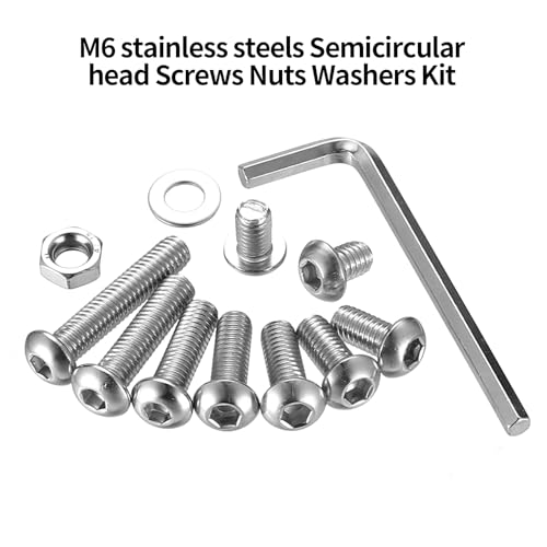 300 Pcs M6 Nuts and Bolts Assortment Kit, Pan Head Machine Screws, Hex Button Head Socket Cap Screws, Bolts and Washers, Stainless Steel Metric Screw Assortment, Fully Threaded - size: M6