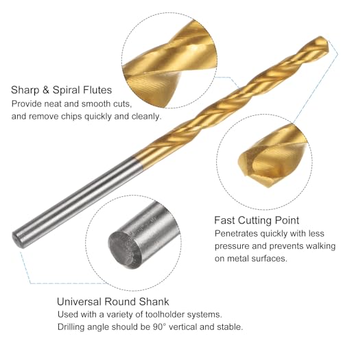 uxcell Tap & Drill Bit Set, 2pcs, 3/16-24 UNC Straight Flute Thread Tap & 4mm Twist Drill Bit, Titanium Coated M2 High Speed Steel Tool Set - size: 3/16-24 UNC + 5/32" (4mm)