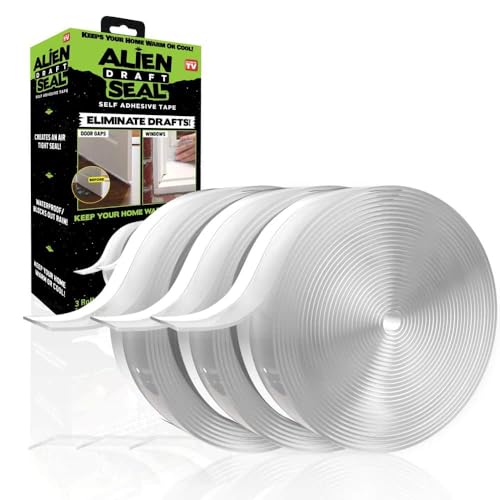 Alien Draft Insulation Tape Transparent Silicone Weather Stripping Door Seal Strip and Under Door Draft Stopper for Windows and Door Bottoms As Seen On TV - size: 16 Feet - Pack of 1