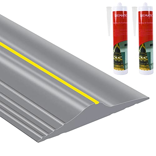 ToLanbbt 20Ft/6M Universal Garage Threshold Seal Strip with 300ml Black Adhesives, Garage Door Bottom Weatherproof Strip Rubber DIY Weather Stripping Replacement (Grey+Yellow) - color: Grey+Yellow, size: 20 Ft (incl. 2 adhesives)