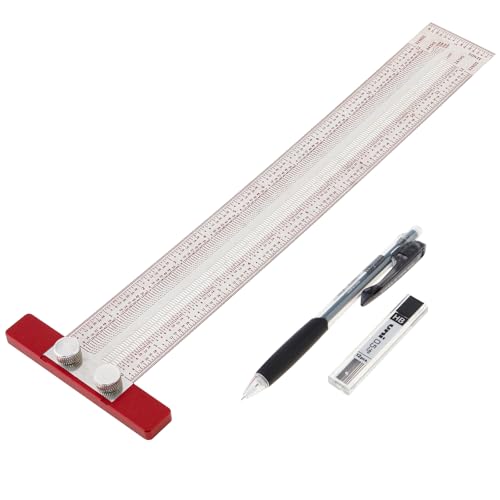 12" Precision Marking T-Rule, Stainless Steel Scribe Line Ruler with Holes for Cutting Sawing, Scribing Ruler Woodworking Marking Tools Carpenter Draft Measuring T-Square with Stops (12 inch) - size: 12 inch
