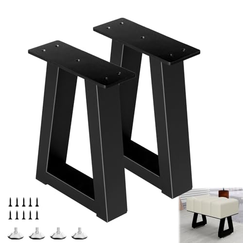 12 Inch Trapezoid Metal Table Legs, DIY Furniture Legs for Coffee Table, Bench Stool Feets Cabinet Chairs Feet Set of 2, Including Screws and Adjustable Feet Pads, Black - size: 12 '' Trapezoid