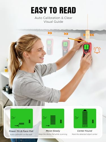 Mecurate Stud Finder Wall Scanner with Fast Auto Calibration, 4 Modes - color: Coral Red