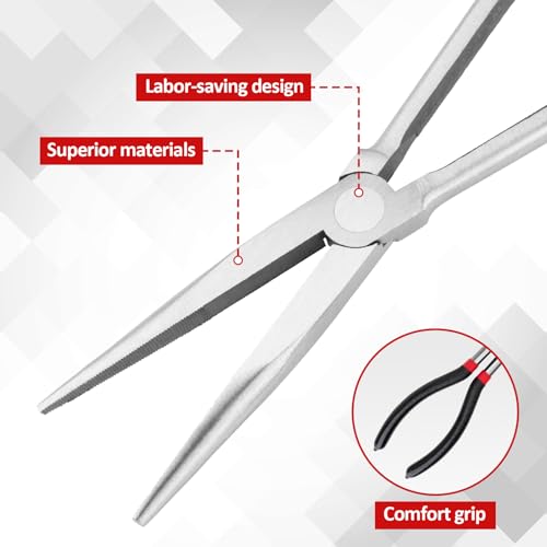 5Pcs Bent Nose Pliers 11 Inch Extra Long Needle Nose Pliers Set